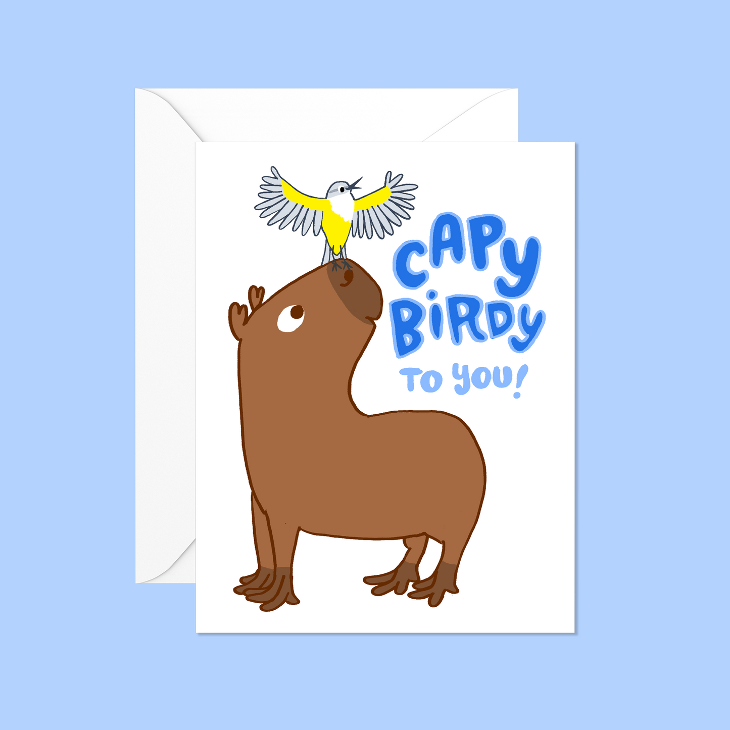 Capy Birdy Birthday Card - Blank Inside