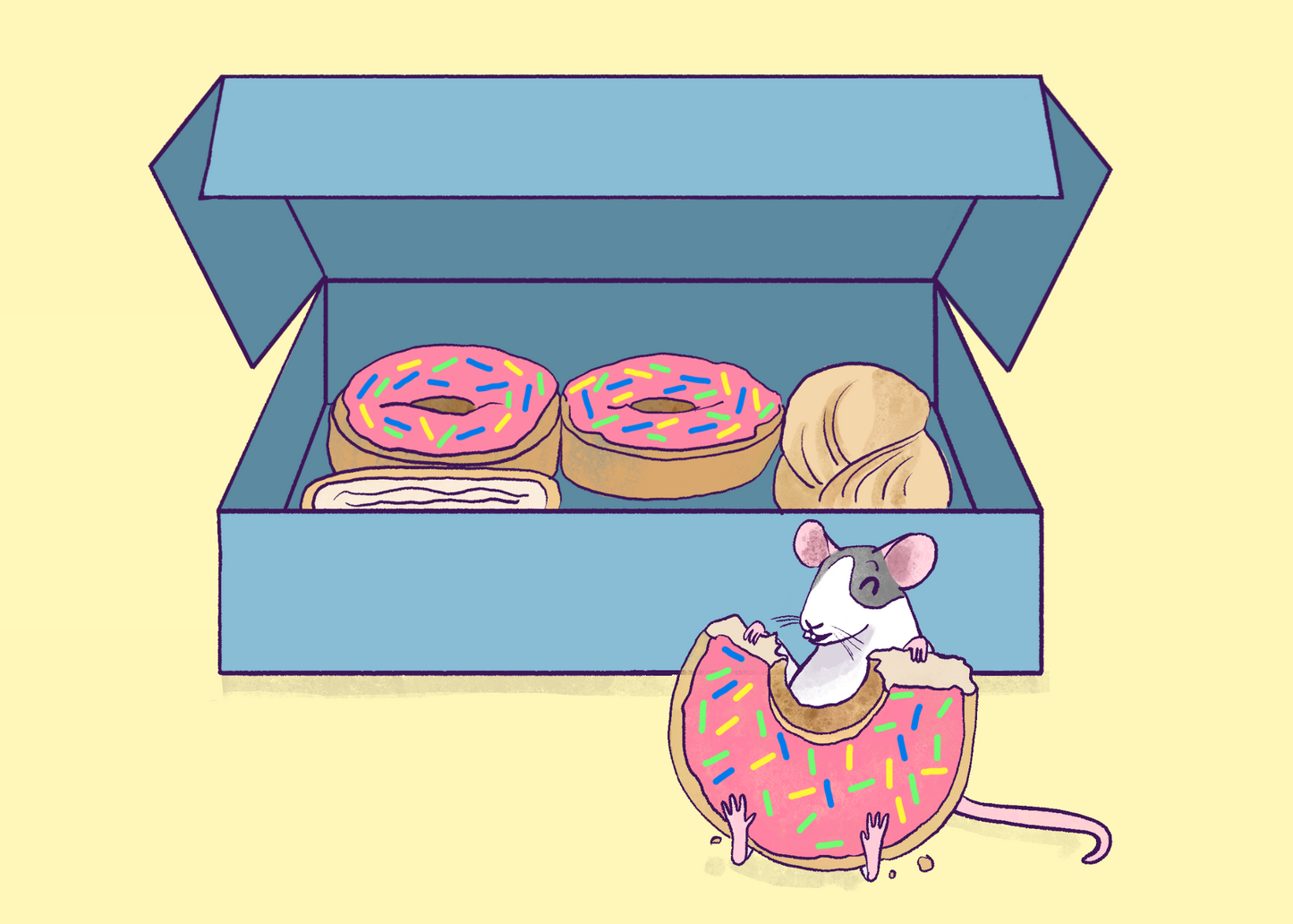 Rat with Donuts Print