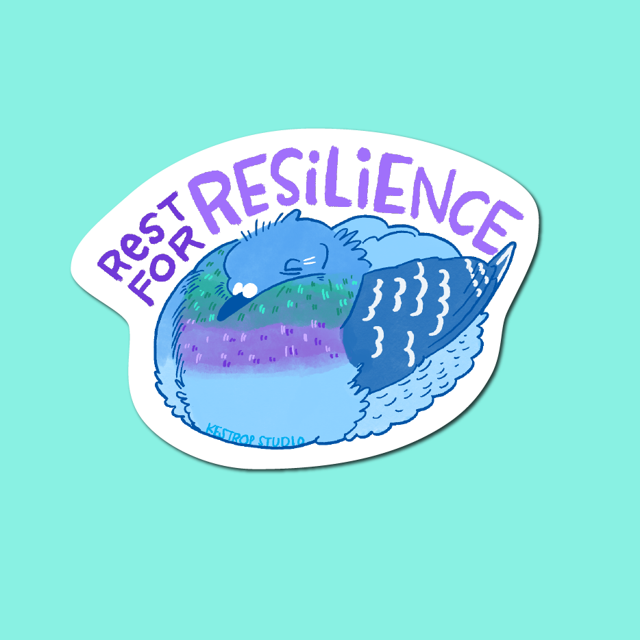 Rest for Resilience Pigeon Sticker