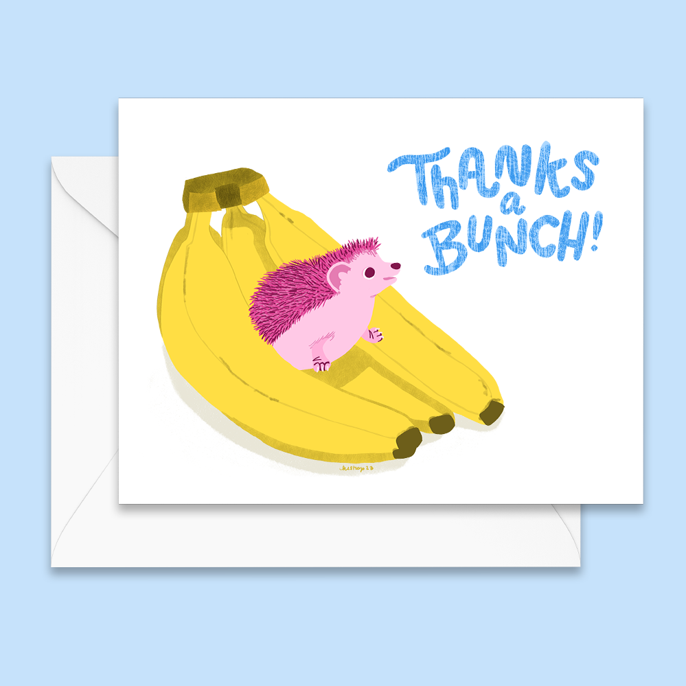 Thanks a Bunch Hedgehog Card - Blank Inside