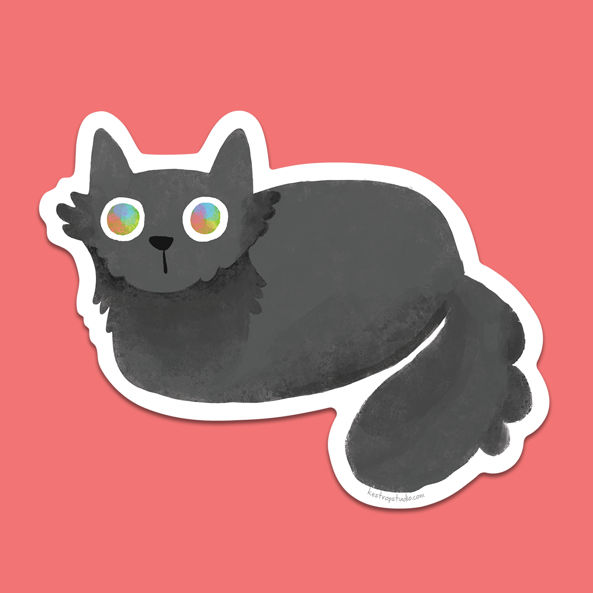Fluffy Black Cat Loaf Vinyl Sticker