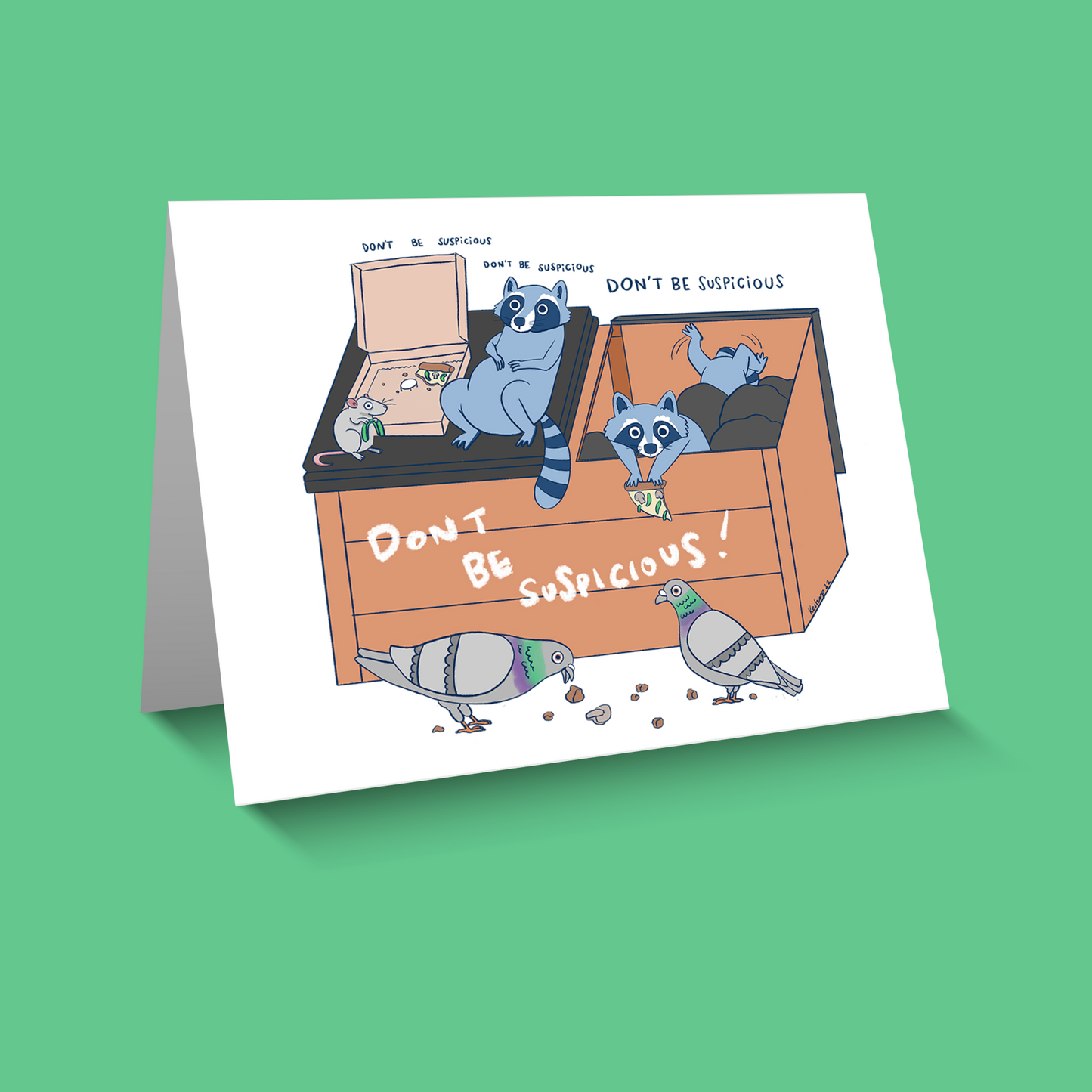 Don't Be Suspicious Raccoons, Rat, Pigeons Notecard - Blank
