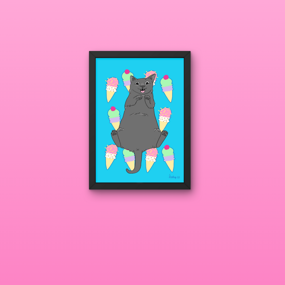 Ice Cream Cat Print
