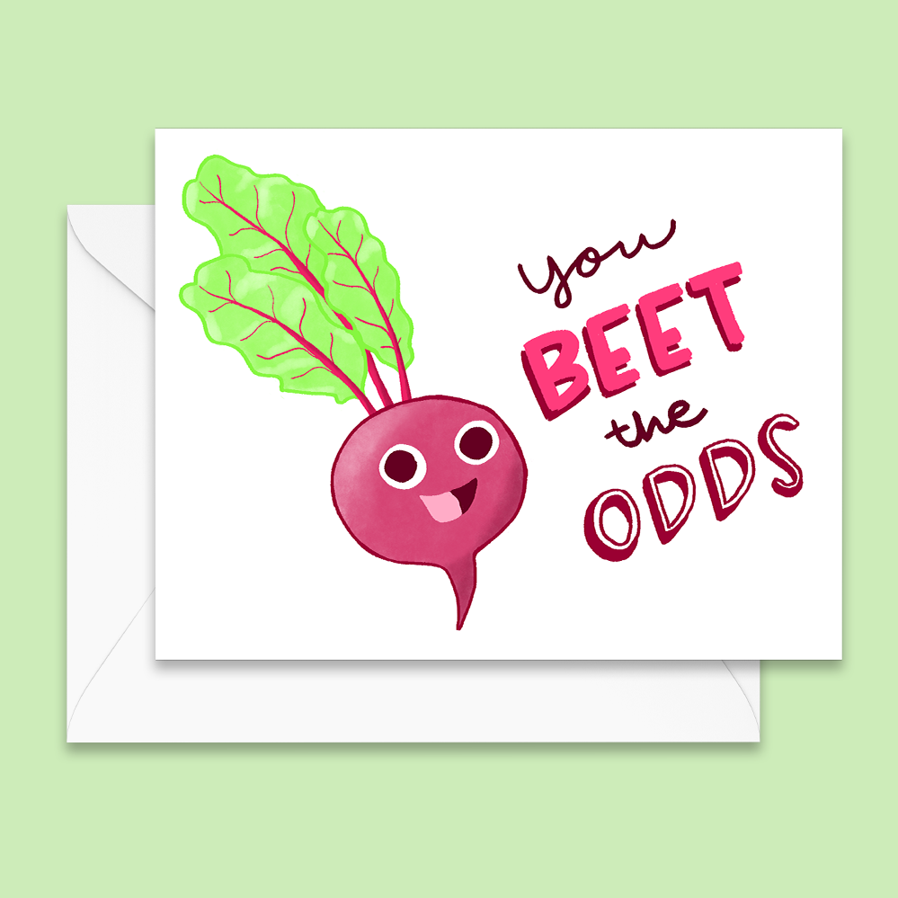 Beet the Odds Pun Greeting Card - Blank Inside