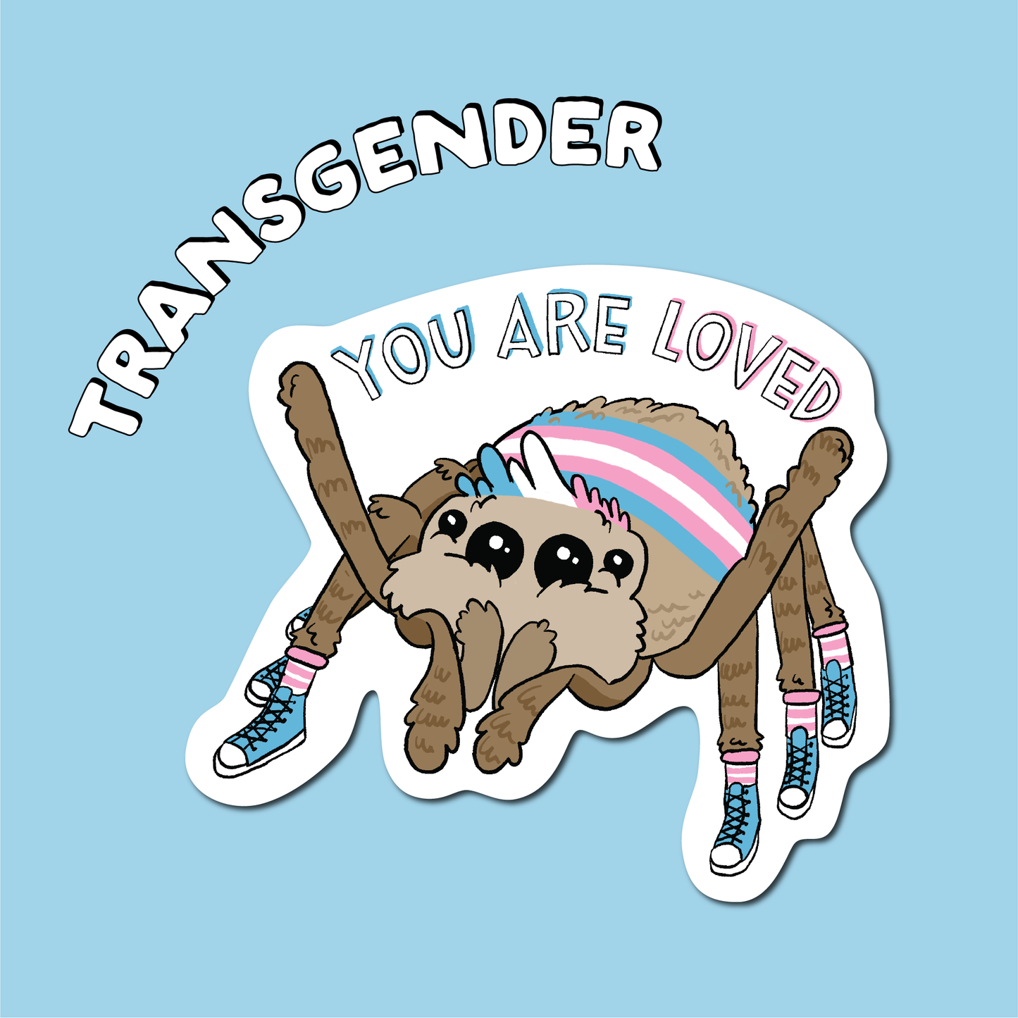 Transgender Pride Jumping Spider Vinyl Sticker