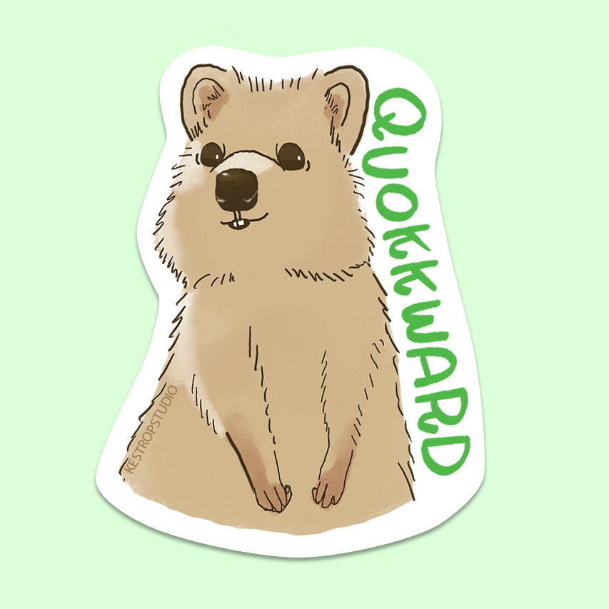 Awkward Quokka 'Quokkward' Pun Vinyl Sticker