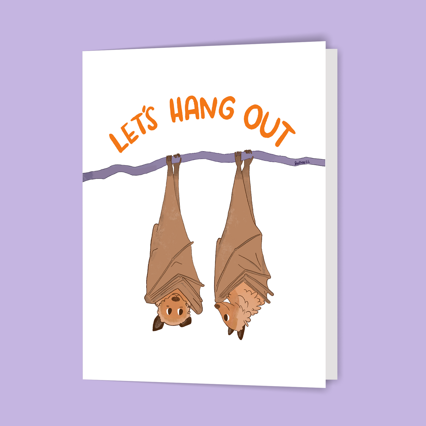 Let's Hang Out Bats Notecard - Blank Inside