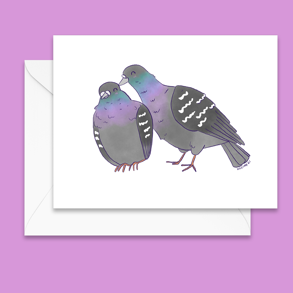 Kissing Pigeons Notecard - Blank Inside