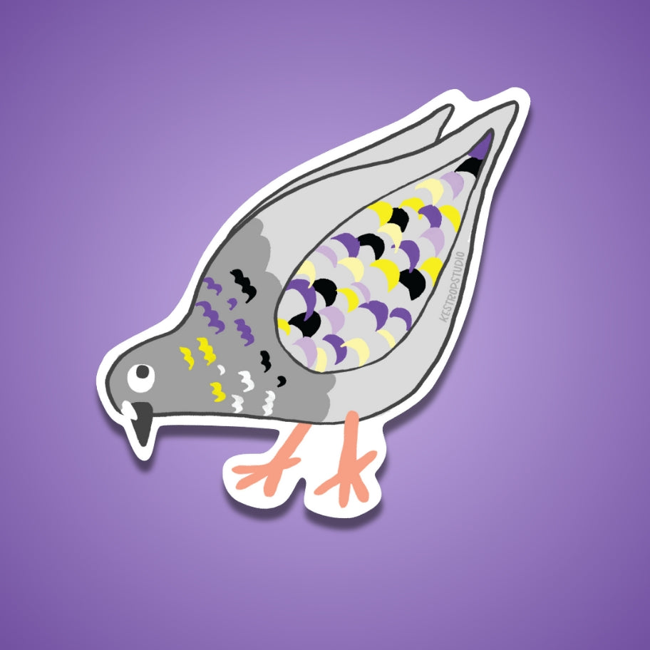 Nonbinary Pride Pigeon Sticker