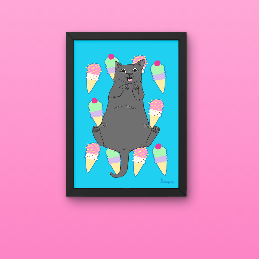 Ice Cream Cat Print