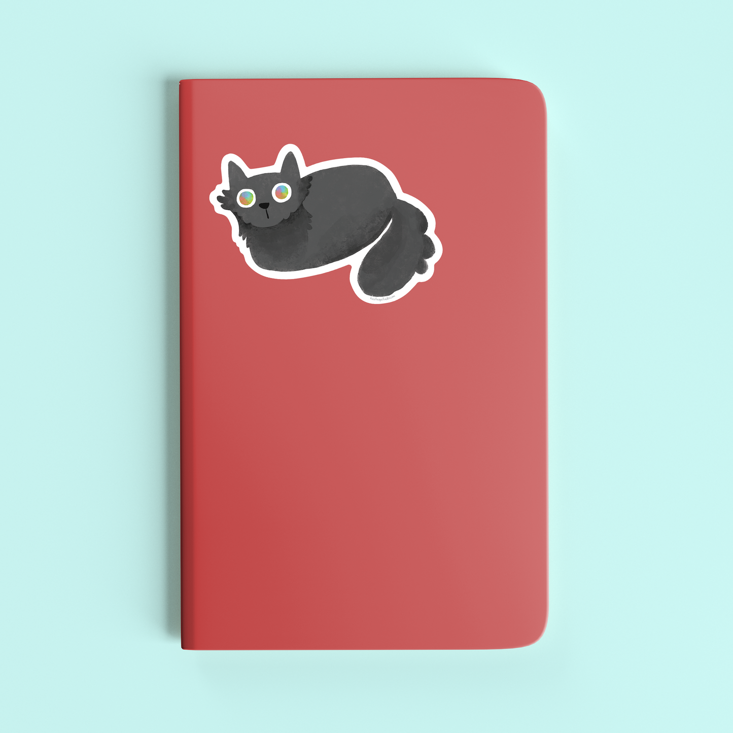 Fluffy Black Cat Loaf Vinyl Sticker