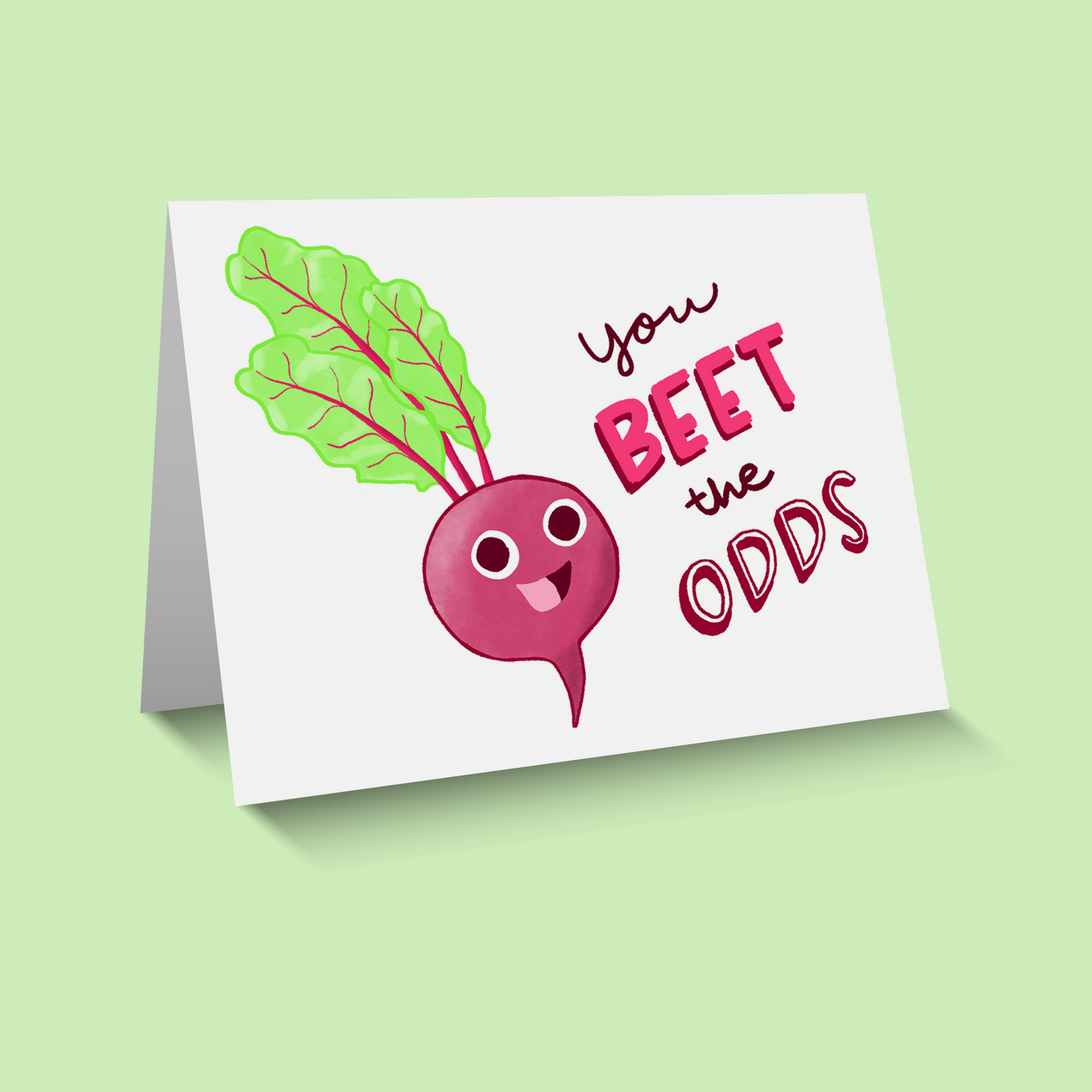 Beet the Odds Pun Greeting Card - Blank Inside