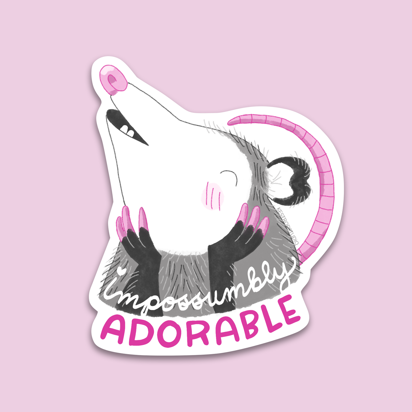 Impossumbly Adorable Opossum Pun Vinyl Sticker