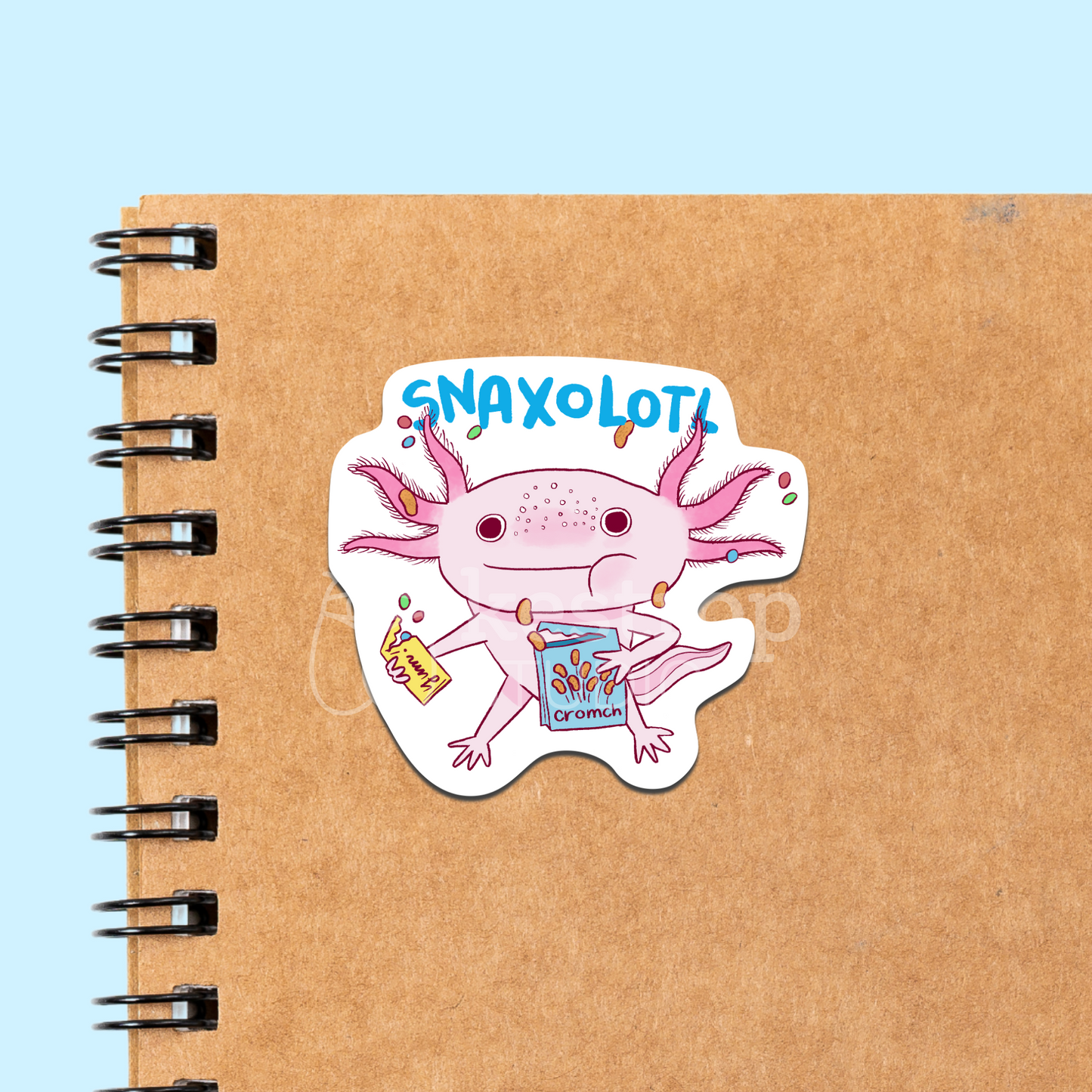 Axolotl 'Snaxolotl' Cute Pun Vinyl Sticker