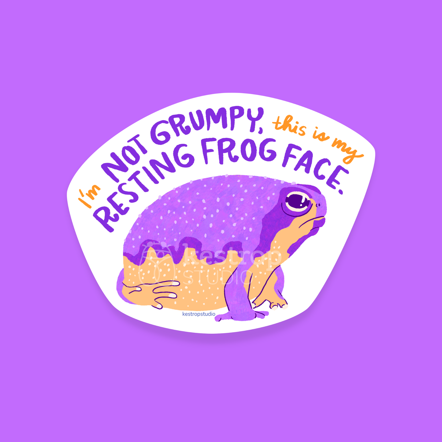 Resting Frog Face Grumpy Rain Frog Vinyl Sticker