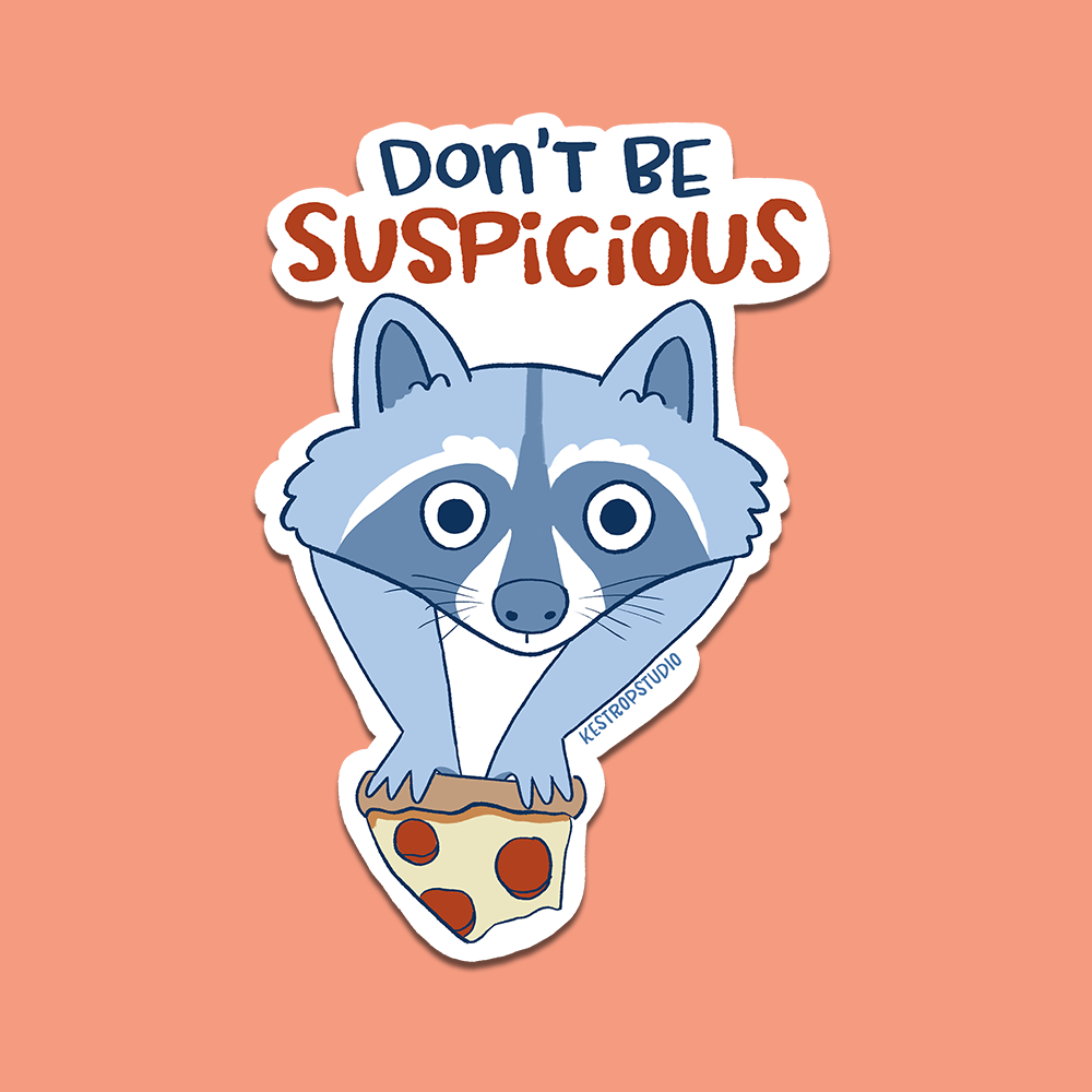 Suspicious Raccoon with Pizza Vinyl Sticker