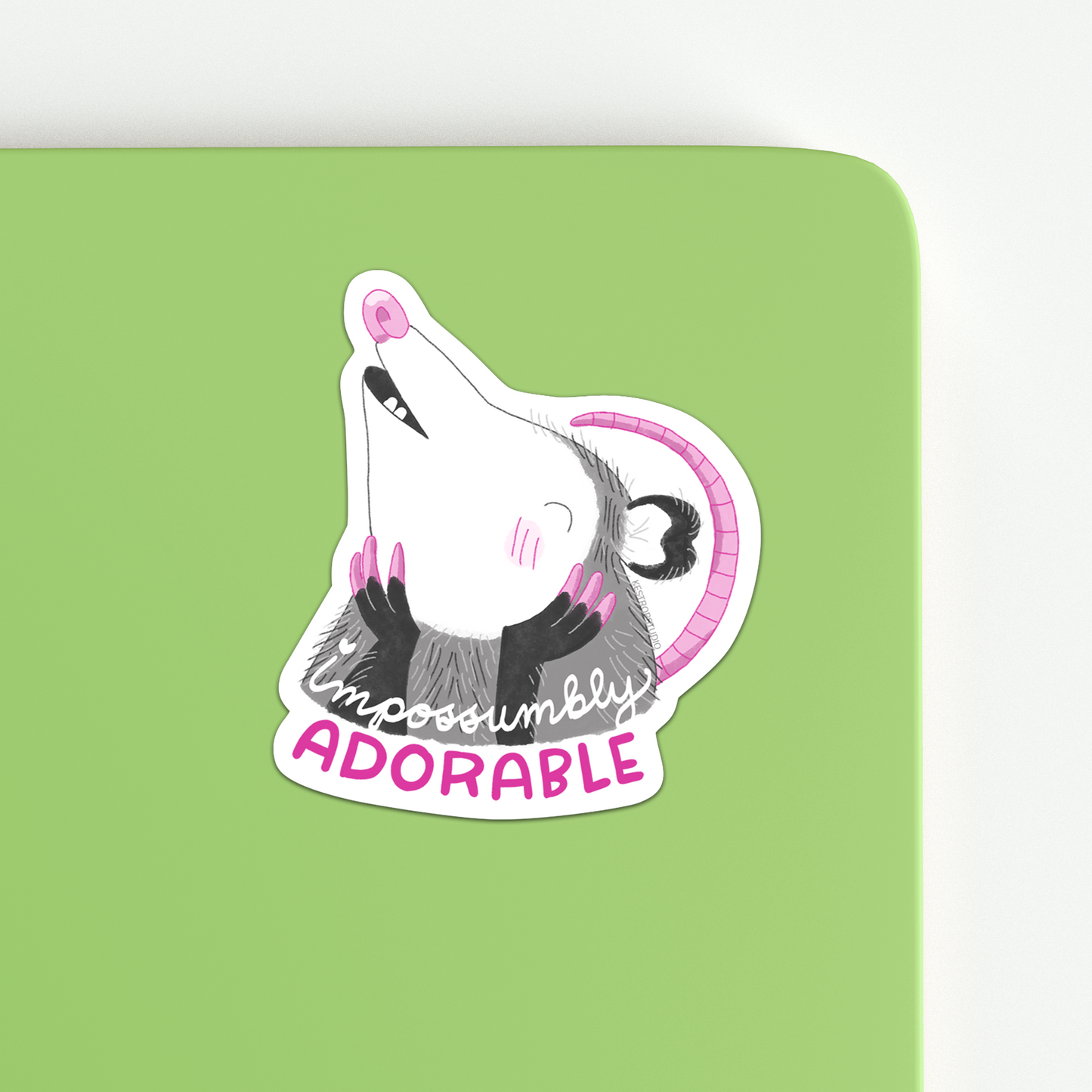 Impossumbly Adorable Opossum Pun Vinyl Sticker