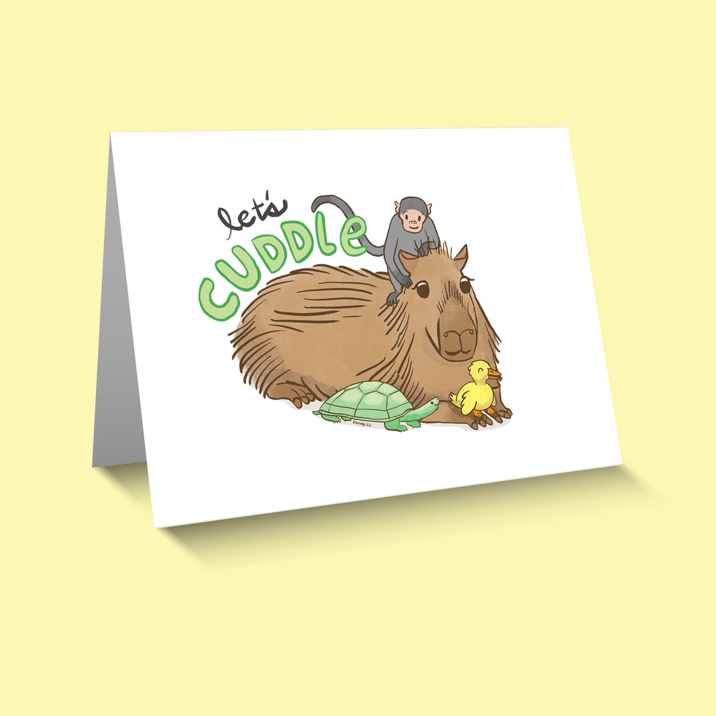 Let's Cuddle Capybara Notecard - Blank Inside