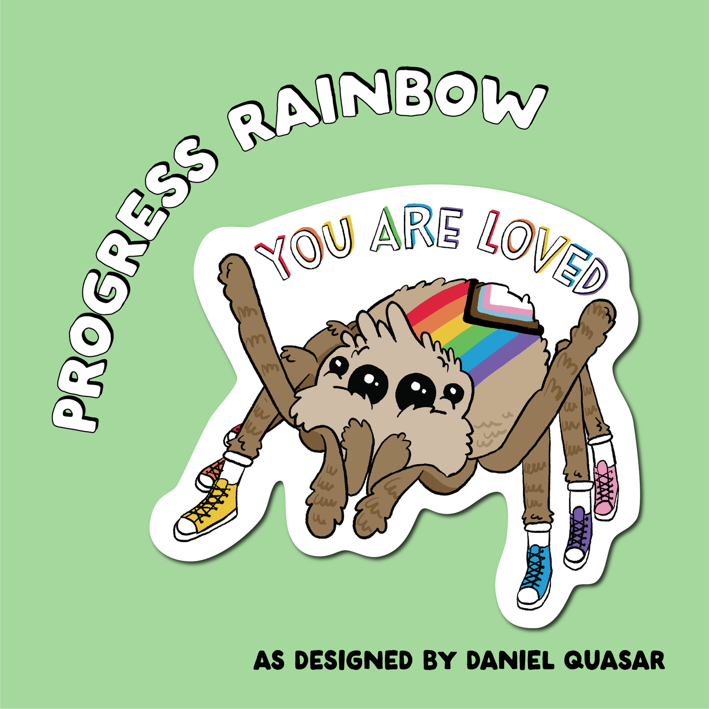 Rainbow LGBTQ Pride Jumping Spider Vinyl Sticker