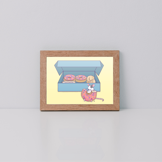 Rat with Donuts Print