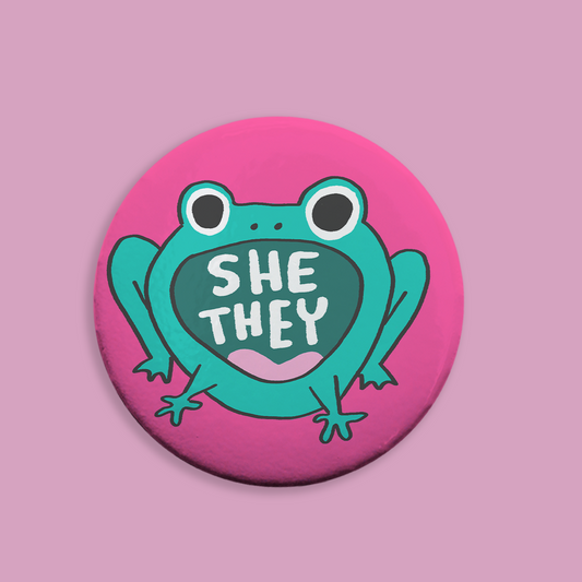 She They Prounoun Button - Frog