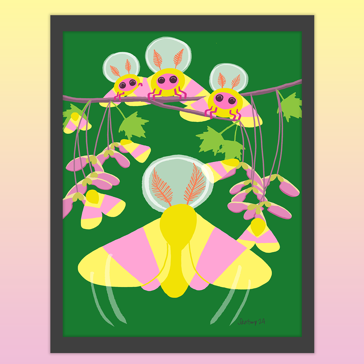 Holy Rosy Maple Moths Art Print