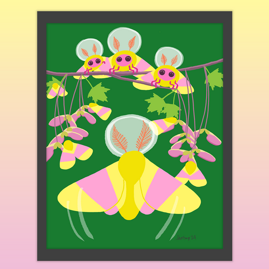 Holy Rosy Maple Moths Art Print