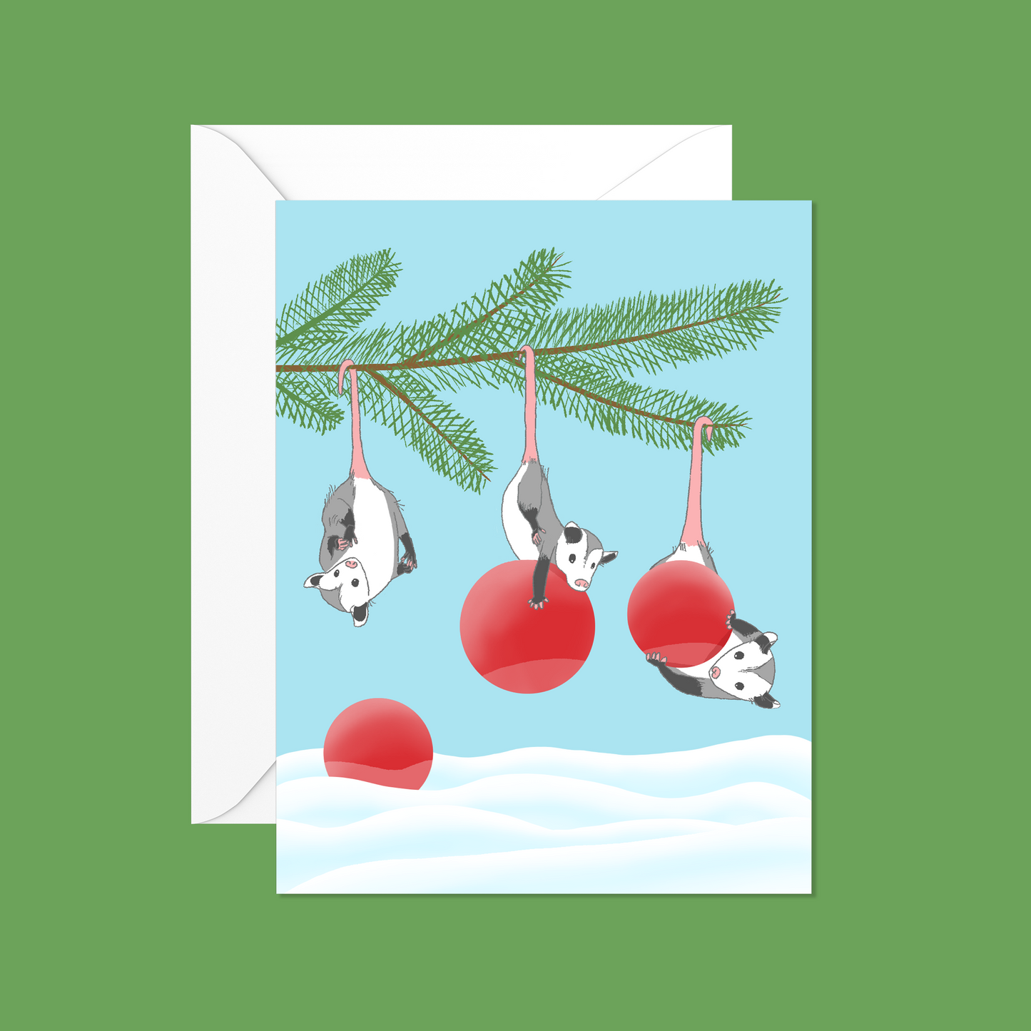 Christmas Ornament Opossums - Blank Inside