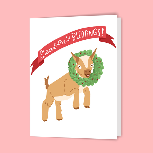 Seasons Bleatings Goat Card - Blank Inside