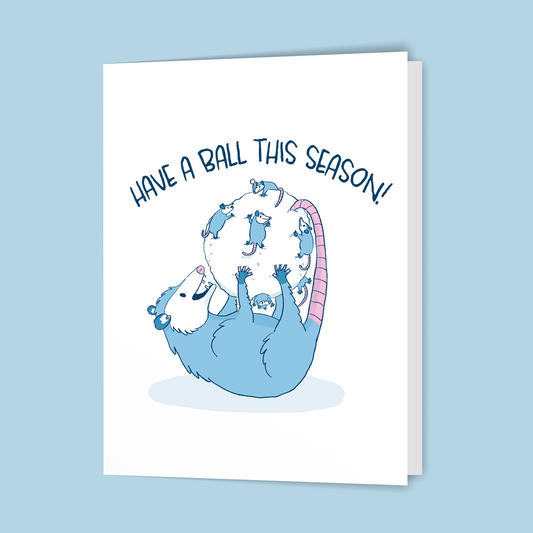 Snowball Opossums Holiday Card - Blank Inside