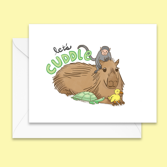 Let's Cuddle Capybara Notecard - Blank Inside