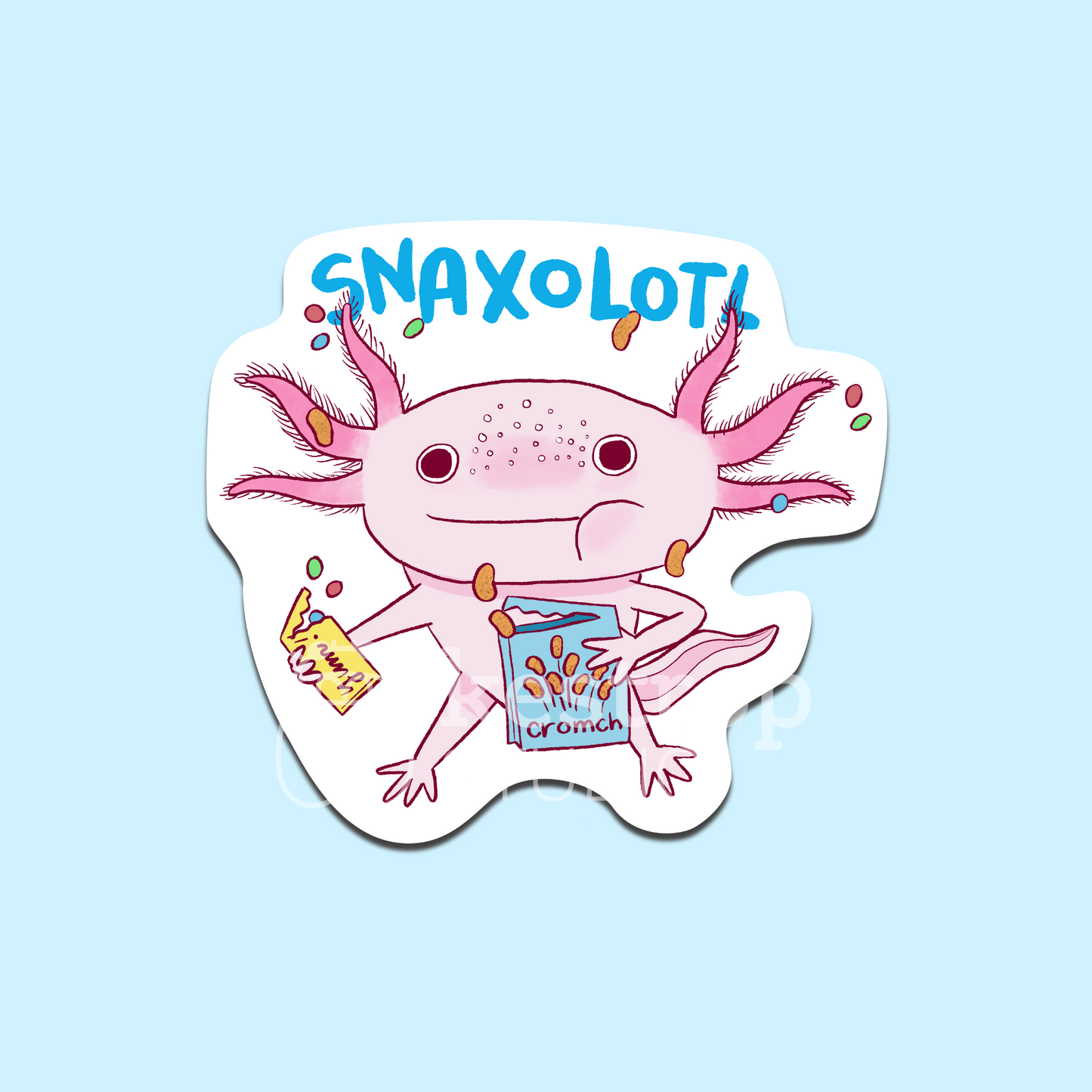 Axolotl 'Snaxolotl' Cute Pun Vinyl Sticker