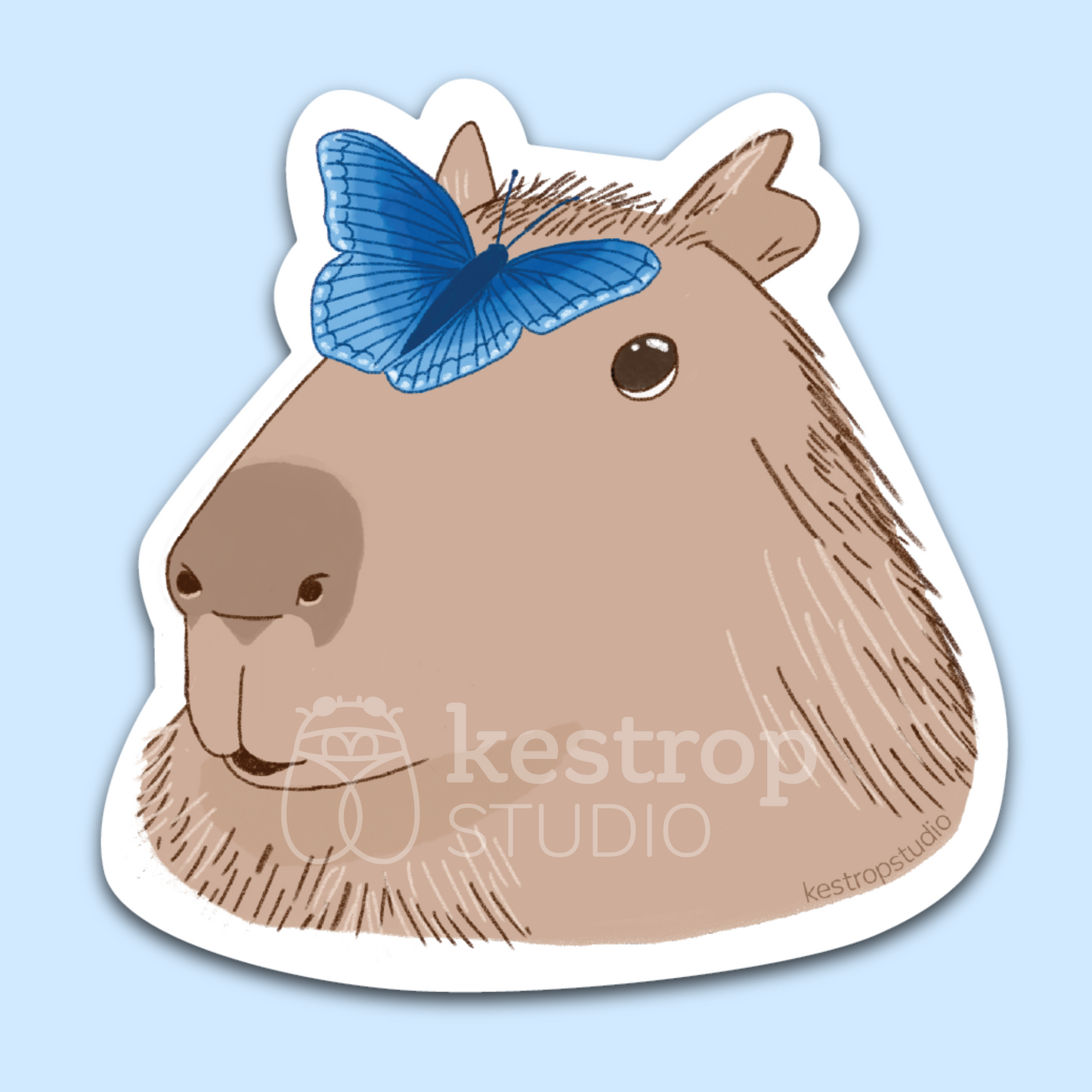 Capybara and Butterfly Vinyl Sticker