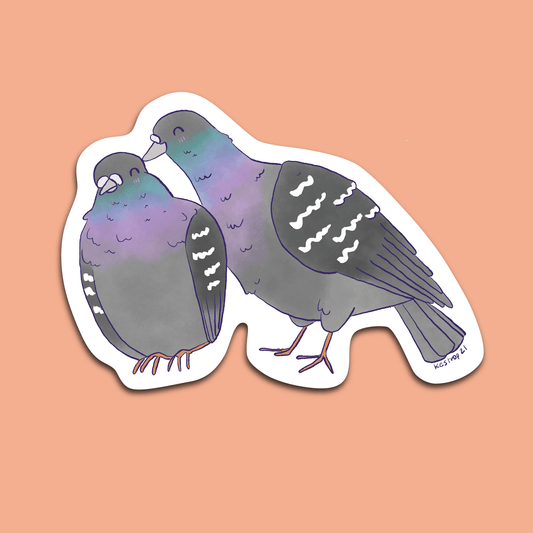 Kissing Pigeons Vinyl Sticker