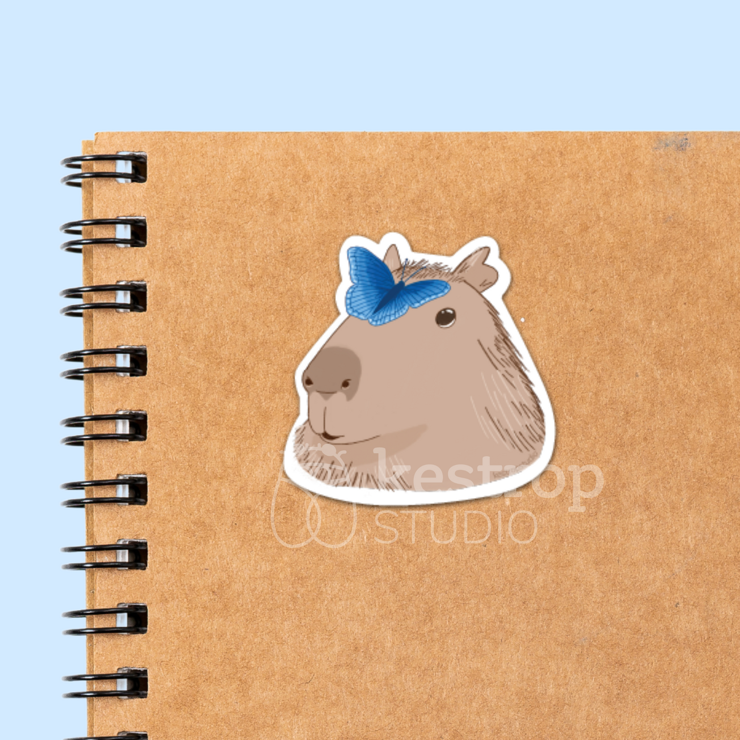 Capybara and Butterfly Vinyl Sticker