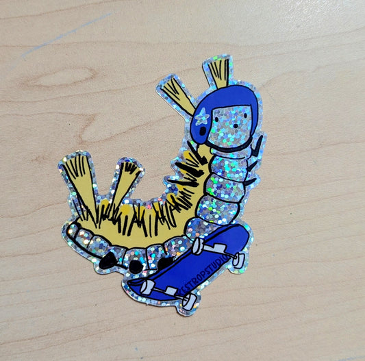 Holo Sparkle Caterpillar Skateboard Sticker